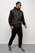Оптом Куртка спортивная мужская весенняя с капюшоном черного цвета 7335Ch в Тюмени, фото 13