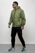 Оптом Куртка спортивная мужская весенняя с капюшоном зеленого цвета 7335Z, фото 11