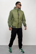 Оптом Куртка спортивная мужская весенняя с капюшоном зеленого цвета 7335Z, фото 12