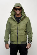 Оптом Куртка спортивная мужская весенняя с капюшоном зеленого цвета 7335Z, фото 14
