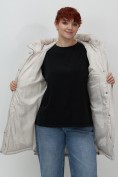 Оптом Куртка зимняя женская с капюшоном модная бежевого цвета 7341B, фото 14