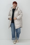 Оптом Куртка зимняя женская с капюшоном модная бежевого цвета 7341B, фото 15