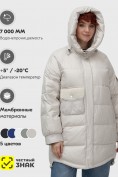 Оптом Куртка зимняя женская с капюшоном модная бежевого цвета 7341B
