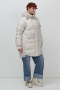 Оптом Куртка зимняя женская с капюшоном модная бежевого цвета 7341B, фото 2