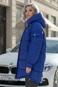 Оптом Куртка зимняя женская с капюшоном модная синего цвета 7341S, фото 3