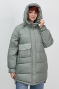 Оптом Куртка зимняя женская с капюшоном модная зеленого цвета 7341Z, фото 15