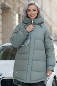 Оптом Куртка зимняя женская с капюшоном модная зеленого цвета 7341Z, фото 2
