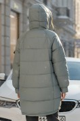 Оптом Куртка зимняя женская с капюшоном модная зеленого цвета 7341Z, фото 3