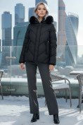 Оптом Куртка зимняя женская из овчина стильная и модная черного цвета 7348Ch, фото 4