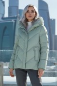 Оптом Куртка зимняя женская из овчина стильная и модная салатового цвета 7348Sl