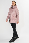 Оптом Куртка зимняя розового цвета 7389R в Казани, фото 3