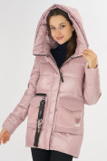 Оптом Куртка зимняя розового цвета 7389R, фото 7