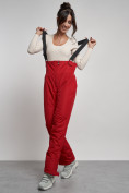 Оптом Полукомбинезон с высокой посадкой женский зимний красного цвета 7399Kr в Ростове-на-Дону, фото 14