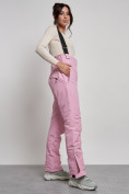Оптом Полукомбинезон с высокой посадкой женский зимний розового цвета 7399R, фото 3
