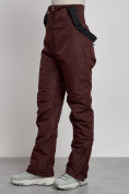 Оптом Полукомбинезон с высокой посадкой женский зимний темно-коричневого цвета 7399TK в Сочи, фото 6