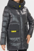 Оптом Куртка зимняя темно-серого цвета 7501TC в Казани, фото 6