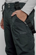Оптом Полукомбинезон утепленный мужской зимний горнолыжный темно-зеленого цвета 7503TZ, фото 14