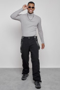 Оптом Полукомбинезон утепленный мужской зимний горнолыжный черного цвета 7504Ch, фото 12