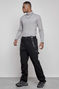 Оптом Полукомбинезон утепленный мужской зимний горнолыжный черного цвета 7504Ch, фото 2