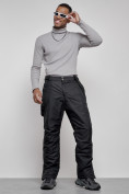 Оптом Полукомбинезон утепленный мужской зимний горнолыжный черного цвета 7507Ch в Перми, фото 18