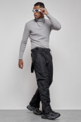 Оптом Полукомбинезон утепленный мужской зимний горнолыжный черного цвета 7507Ch, фото 19