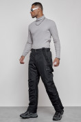 Оптом Полукомбинезон утепленный мужской зимний горнолыжный черного цвета 7507Ch в Уфе, фото 6