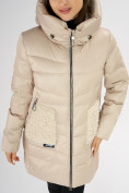 Оптом Куртка зимняя big size бежевого цвета 7519B в Казани, фото 10