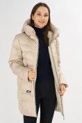 Оптом Куртка зимняя big size бежевого цвета 7519B в Казани, фото 15