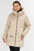 Оптом Куртка зимняя big size бежевого цвета 7519B, фото 24
