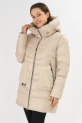 Оптом Куртка зимняя big size бежевого цвета 7519B в Казани, фото 25