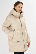 Оптом Куртка зимняя big size бежевого цвета 7519B в Казани, фото 27