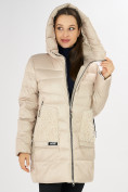 Оптом Куртка зимняя big size бежевого цвета 7519B в Казани, фото 28