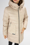 Оптом Куртка зимняя big size бежевого цвета 7519B в Казани, фото 29