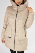 Оптом Куртка зимняя big size бежевого цвета 7519B в Екатеринбурге, фото 30
