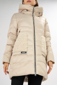 Оптом Куртка зимняя big size бежевого цвета 7519B в Казани, фото 32