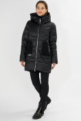 Оптом Куртка зимняя big size черного цвета 7519Ch в Казани, фото 2