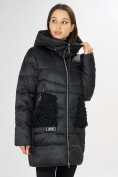 Оптом Куртка зимняя big size черного цвета 7519Ch в Казани, фото 5