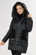 Оптом Куртка зимняя big size черного цвета 7519Ch в Казани, фото 7