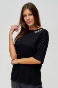 Оптом Женские футболки с надписями черного цвета 76013Ch в Казани, фото 3