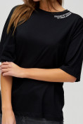 Оптом Женские футболки с надписями черного цвета 76013Ch в Казани, фото 4