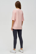Оптом Женские футболки с надписями розового цвета 76013R в Казани, фото 2