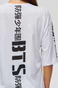 Оптом Женские футболки с надписями белого цвета 76017Bl в Казани, фото 4