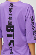 Оптом Женские футболки с надписями фиолетового цвета 76017F в Казани, фото 5