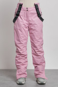 Оптом Полукомбинезон утепленный женский зимний горнолыжный розового цвета 7601R, фото 10