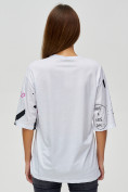 Оптом Женские футболки с принтом белого цвета 76024Bl в Казани, фото 6