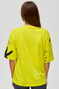 Оптом Женские футболки с принтом желтого цвета 76024J в Екатеринбурге, фото 5