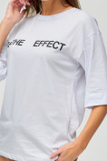 Оптом Женские футболки с надписями белого цвета 76025Bl в Казани, фото 3