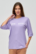 Оптом Женские футболки с надписями фиолетового цвета 76025F в Екатеринбурге, фото 3