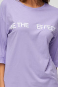 Оптом Женские футболки с надписями фиолетового цвета 76025F в Казани, фото 4