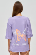 Оптом Женские футболки с надписями фиолетового цвета 76025F в Екатеринбурге, фото 5